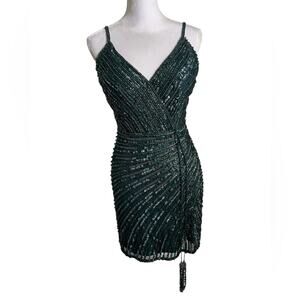 Sherri Hill 53143 Beaded Cocktail Mini Dress in Emerald Green Size 4/6